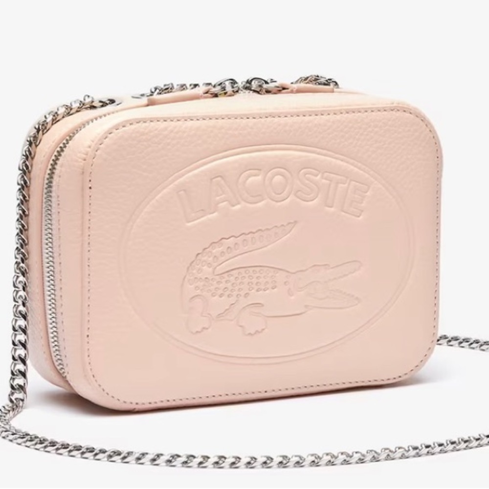 Lacoste Women's Croco Crew Grained Leather Zip Shoulder Bag